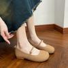 Inner Height Increase Mary Jane Shoes Pearl Soft Sole Soft Leather Shallow Mouth Single Shoes Flat Grandma Shoes