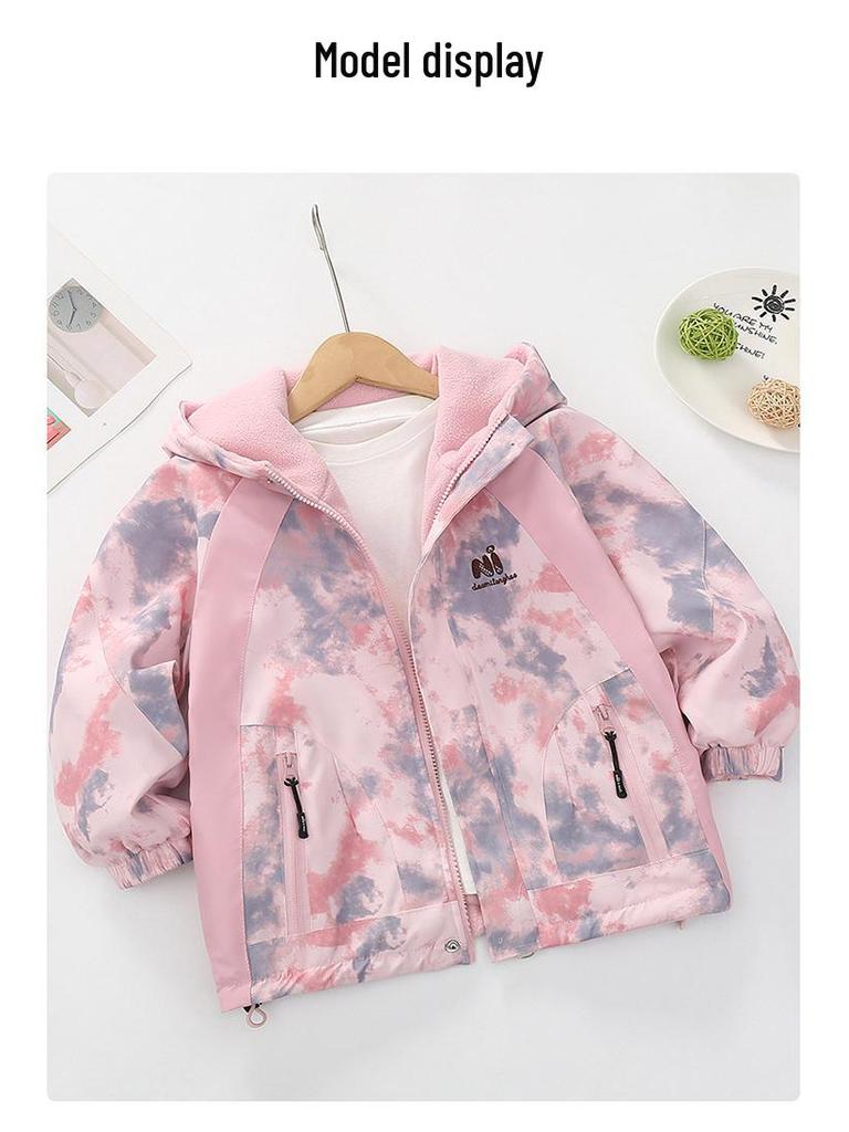 Двусторонняя зимняя куртка из велюрового флиса для девочек - Реверсивная ветровка для детей старшего возраста, идеально подходит для весеннего/осеннего катания на лыжах и активного отдыха на природе.
