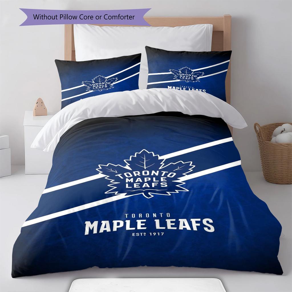 Toronto Maple Leafs Pattern Bedding Set Quilt Cover Pillowcase Home Decor Gift (1 * duvet cover + 2 * pillowcase, without core)