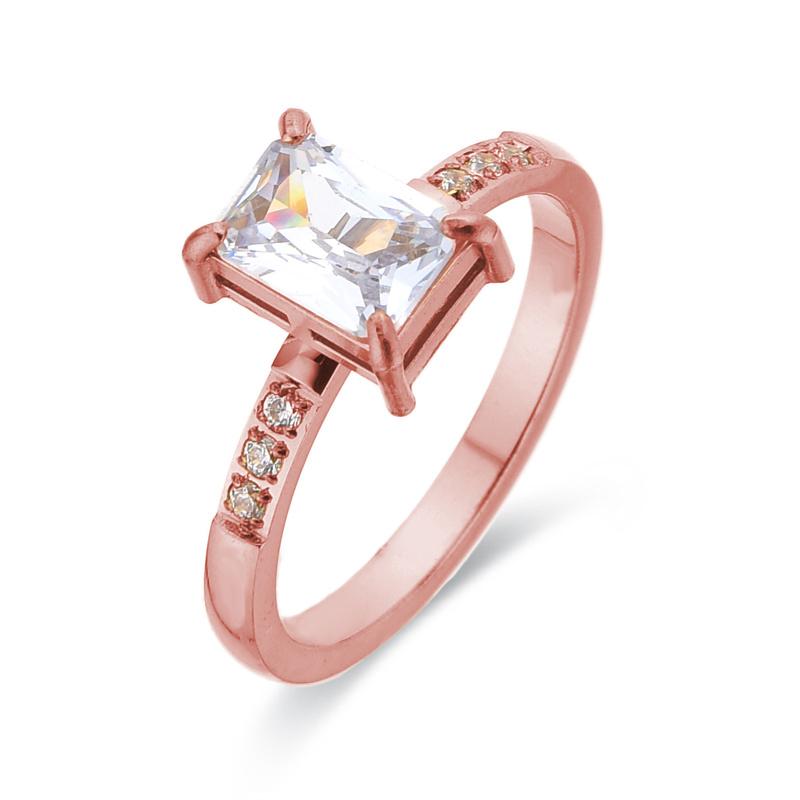 Arrival Square Stone Popular Elegant Stainless Steel Jewelry Shiny Big Cubic Zircon Ring for Women Party Lucky Gift