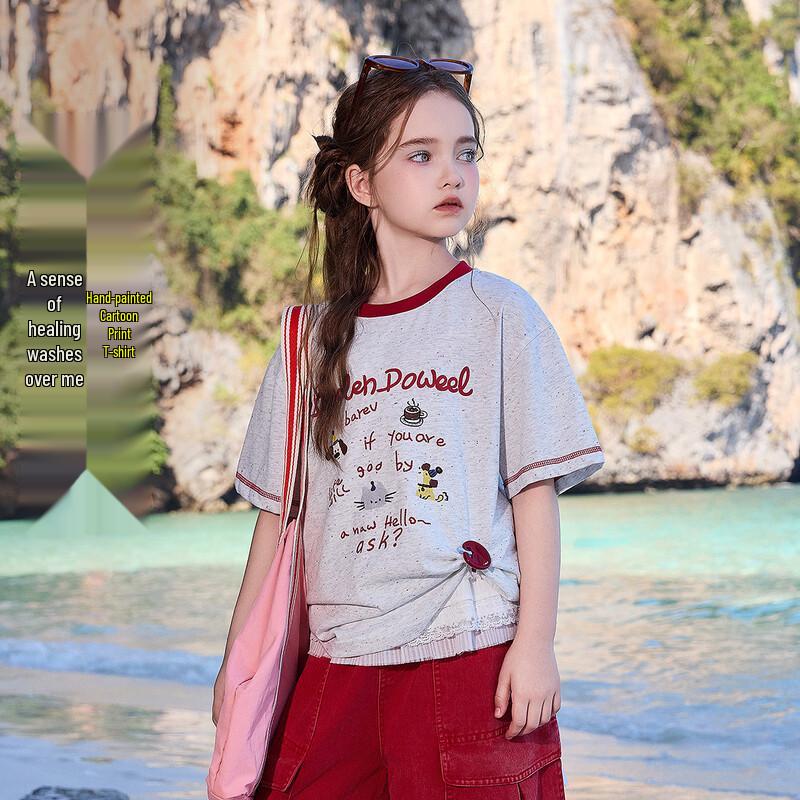 ASK JUNIOR Детская футболка с цветными блоками и мультяшным принтом, с коротким рукавом