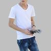 Summer Men T-shirt Round Neck V Neck Short Sleeve Solid Color Soft Breathable Thin Pullover Slim Fit Simple Style Casual Men Top
