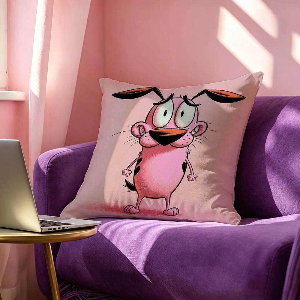 Courage The C-Cowardly Dog Pillow Case Square Double-Sided Sofa Cushion Cover Bedroom Bedside Pillow