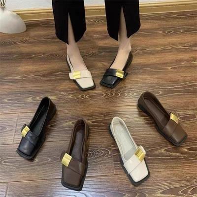Французский стиль с юбкой, ниша, квадратная головка, маленькие кожаные туфли 2025, новый дизайн в стиле ретро, мягкая подошва, удобные маленькие ароматные туфли