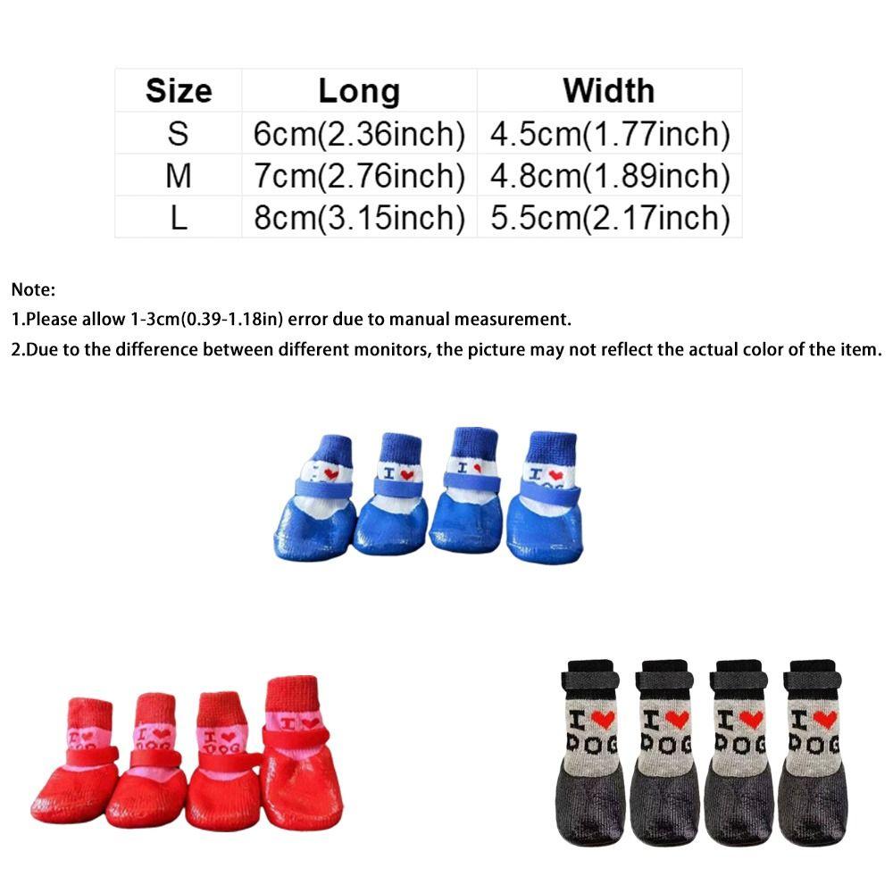 4 pieces/set Waterproof Pet Socks Booties Warm Anti-Slip Dog Foot Covers Wear Resistant Soft Sole Dog Socks Shoes