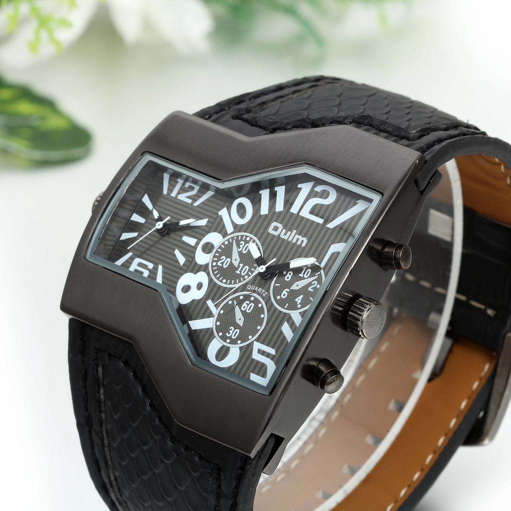Sports Watch Leather Belt Leather Band Japanese Quartz Dual Time Waterproof Fashion Wristwatch Watch Accessories Men's Men's