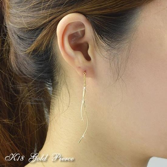 Серьги-листья из американского золота 18 карат, женские серьги-цепочки K18 [Четыре клевера] WomenMa594