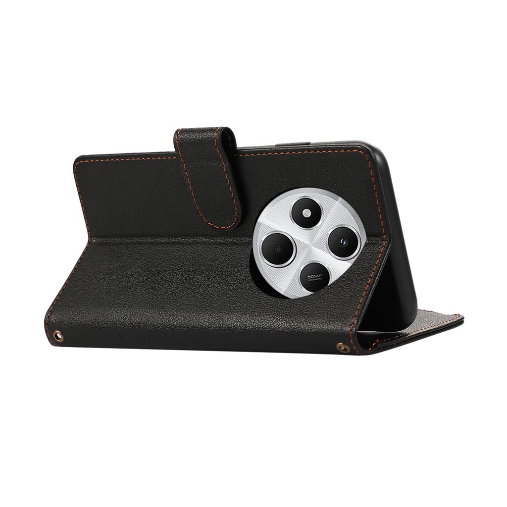 Leather Phone Cover For Xiaomi Redmi 14C 4G/A3 Pro 4G/A4 5G/14R 5G/Poco C75 4G/Poco M7 5G Multi Card Slots Zipper with Wrist Strap