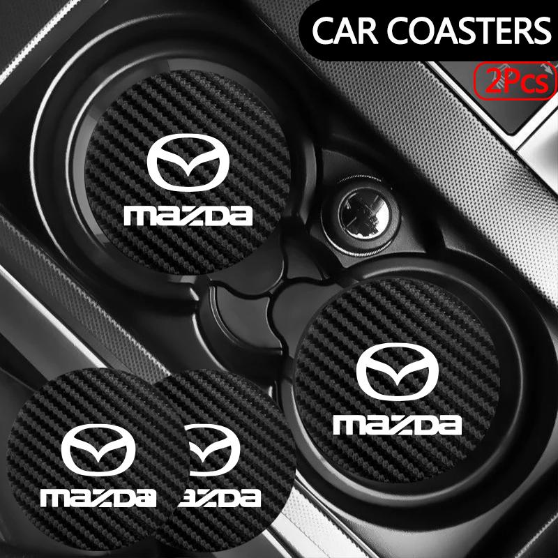2Pcs Car coaster water anti slip pad silicone waterproof interior accessories For Mazda 3 6 CX5 2 CX3 CX9 MX5 RX8 Axela Demio