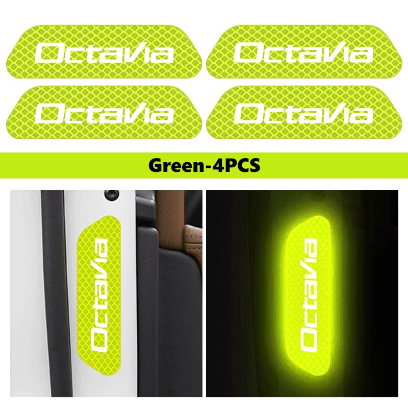 Car Door Stickers Universal Safety Warning Mark High Reflective Tape Sticker For Skoda Superb Octavia Rapid Kodiaq Kamiq Karoq