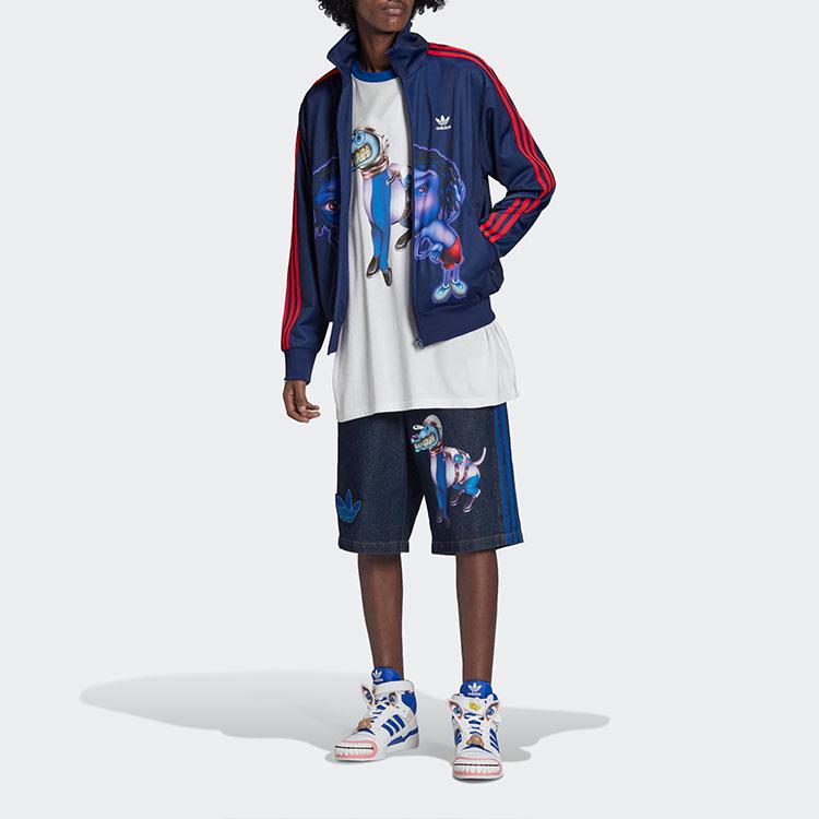 adidas Оригинальные спортивные куртки с мультяшным принтом Kerwin Frost и воротником-стойкой с логотипом, мужские куртки синего цвета H66305