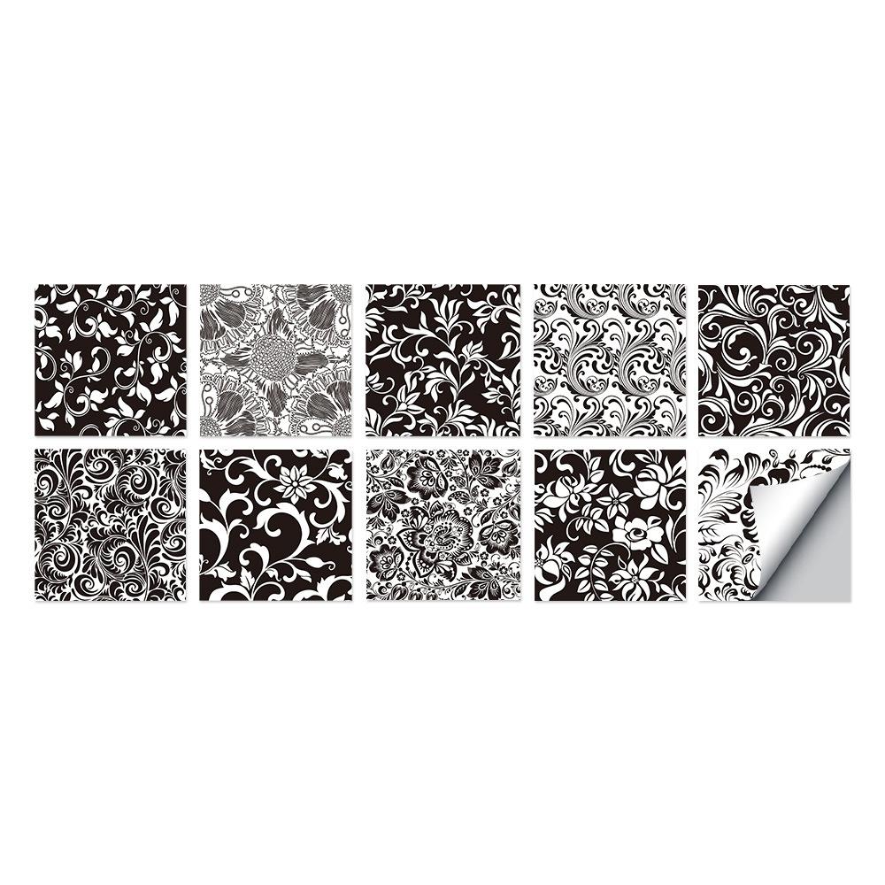 10 Pieces European Style Tile Wall Sticker Self-Adhesive Living Room Bathroom Renovation Wallpaper Pvc Crystal Film Tile Sticker