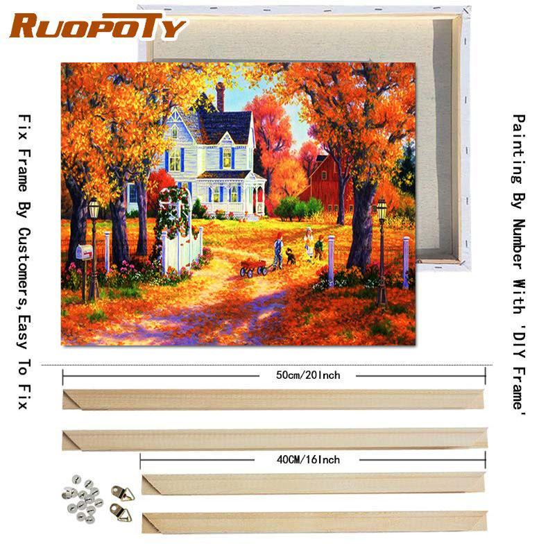 RUOPOTY Картина по номерам Дом Пейзаж Ручная роспись Уникальный подарок Раскраска по номерам Здание Для гостиной