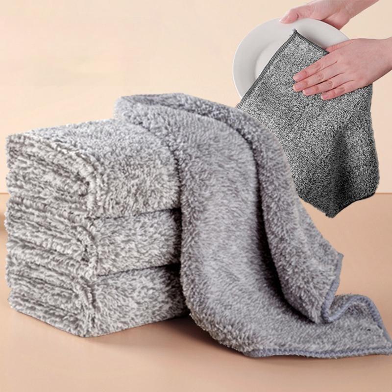 10pcs  Microfiber Kitchen Towel Set Bamboo Fier Towels for Kitchen Napkin Soft Dish Cloth Absorbent Cleaning Cloth Rags