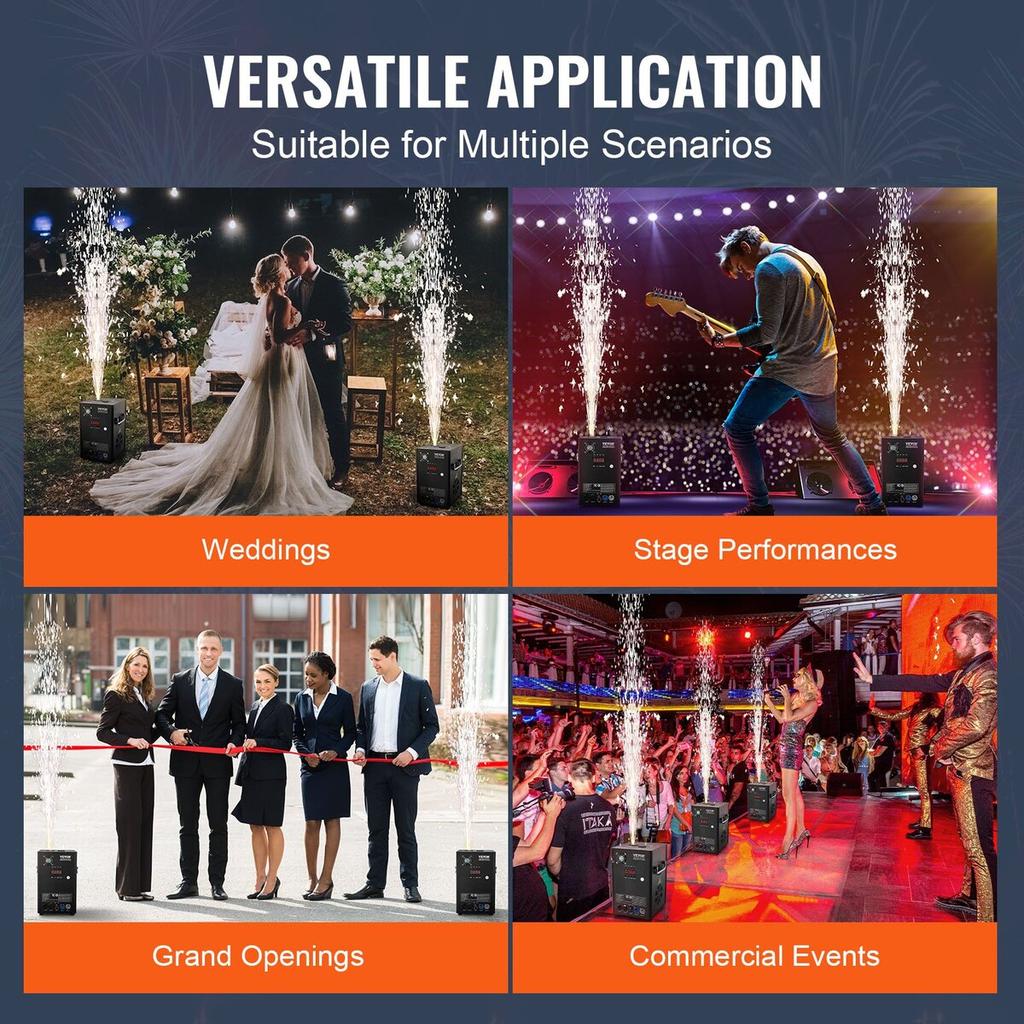 Cold Spark Firework Machinex2 700W 2-5M Stage DJ Wedding Event Party
