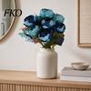 Home Decor Silk Flowers 7 Heads Artificial Peony Flowers, Vintage Fake Flower Arrangements Wedding Blue Bouquet Bouquets Decorations, Floral
