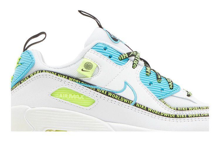 Kids' Sneakers Nike Air Max 90 SE Worldwide Pack Blue Fury Volt (GS) White/Black/Volt/Blue Fury