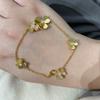 Clover Three Flowers Lucky Bracelet Gold Plated Full Diamond Bracelet Hollow Flower Fanke Niche Bracelet