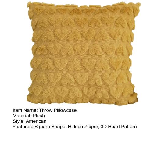 Наволочка с 3D-узором в виде сердца, короткая плюшевая наволочка со скрытой застежкой-молнией