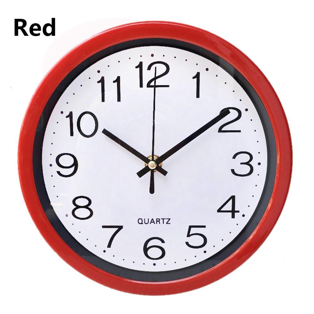 1 PC Round Bedroom Kitchen Silent Wall Clock Quartz Bell Sweep Second Movement