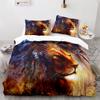 Lion Duvet Cover Set 3D Print Wild Animal Under Sunshine King Queen Size For Teens Kids Bedding Set Polyester Comforter Cover