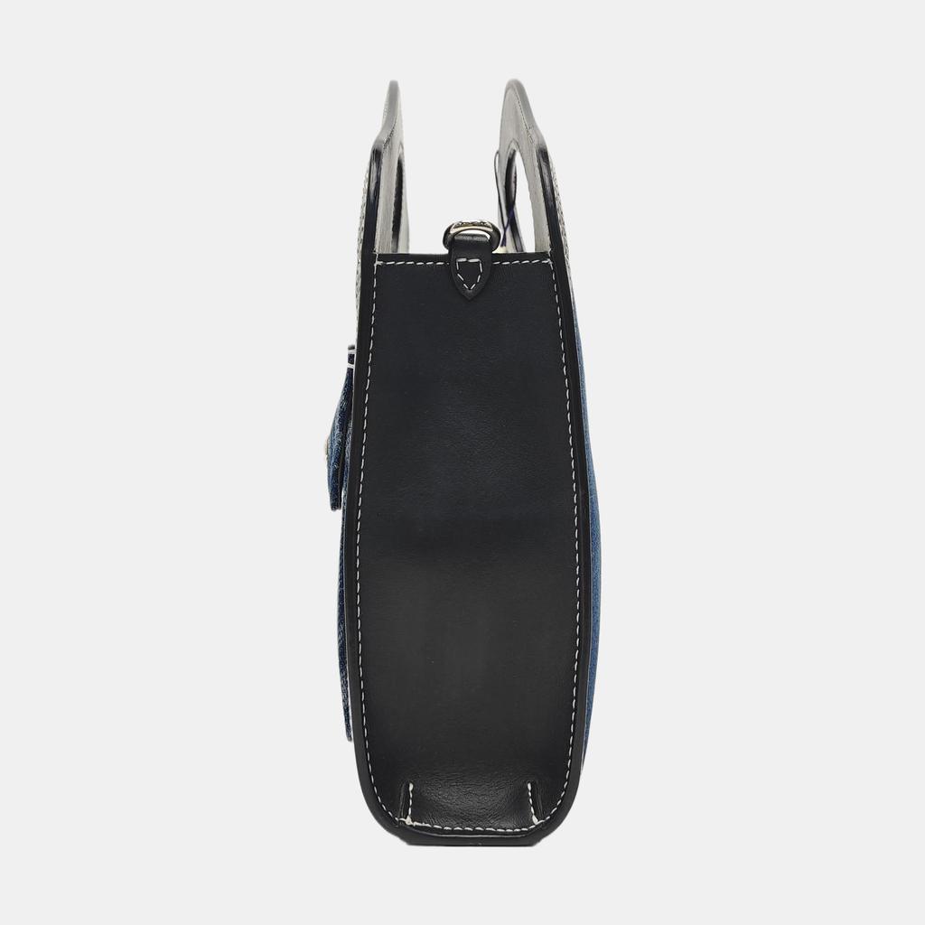 [Pre-Owned] Pocket Bag Logo Pattern Detachable Shoulder Strap Denim And Leather Mini Bag - Very Good #UAQPAM