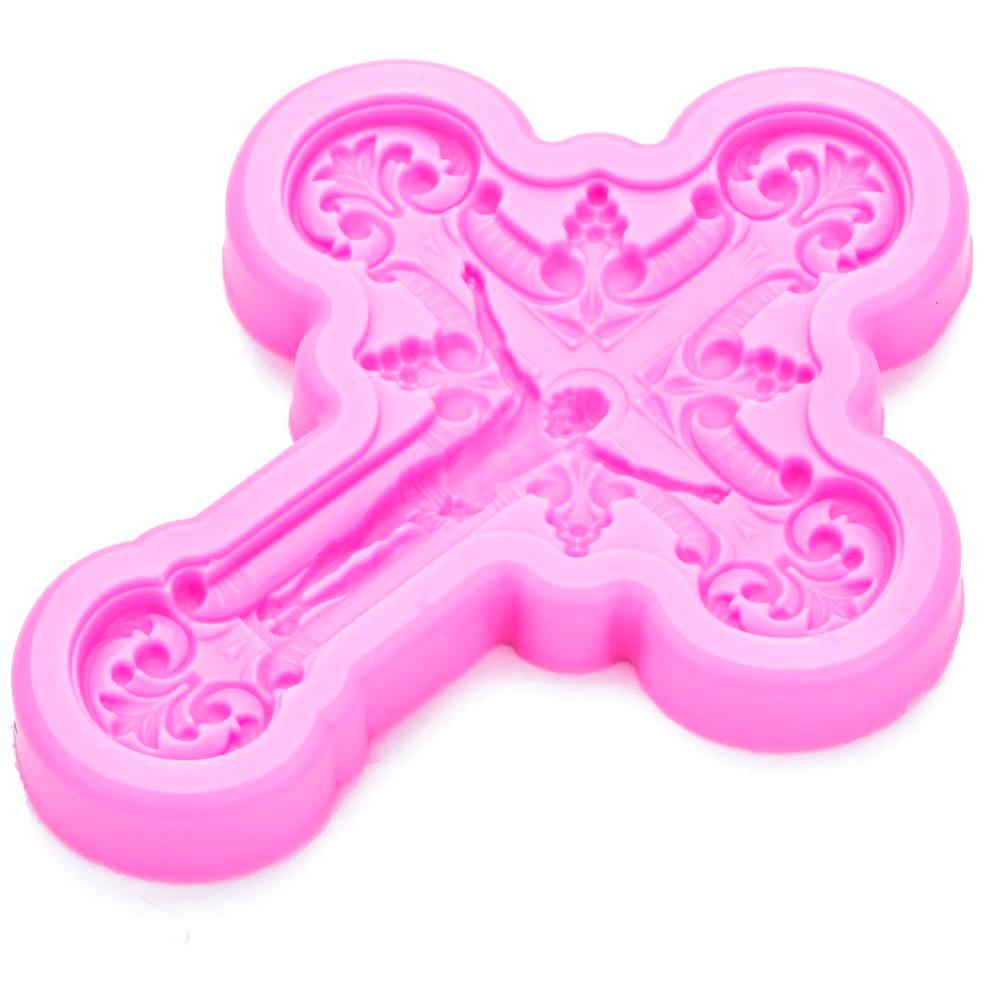 Silicone Mold Fondant Cake Jesus Cross for Reverse Forming Polymer Clay Chocolate Decorating Tools KTY