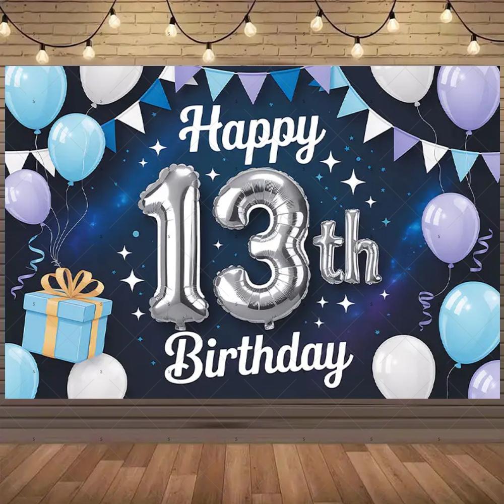 13th Birthday Partys Decoration Backgound Surprise Colorful Glitter Balloon Child Gift Banner Family Photography Props Backdrop
