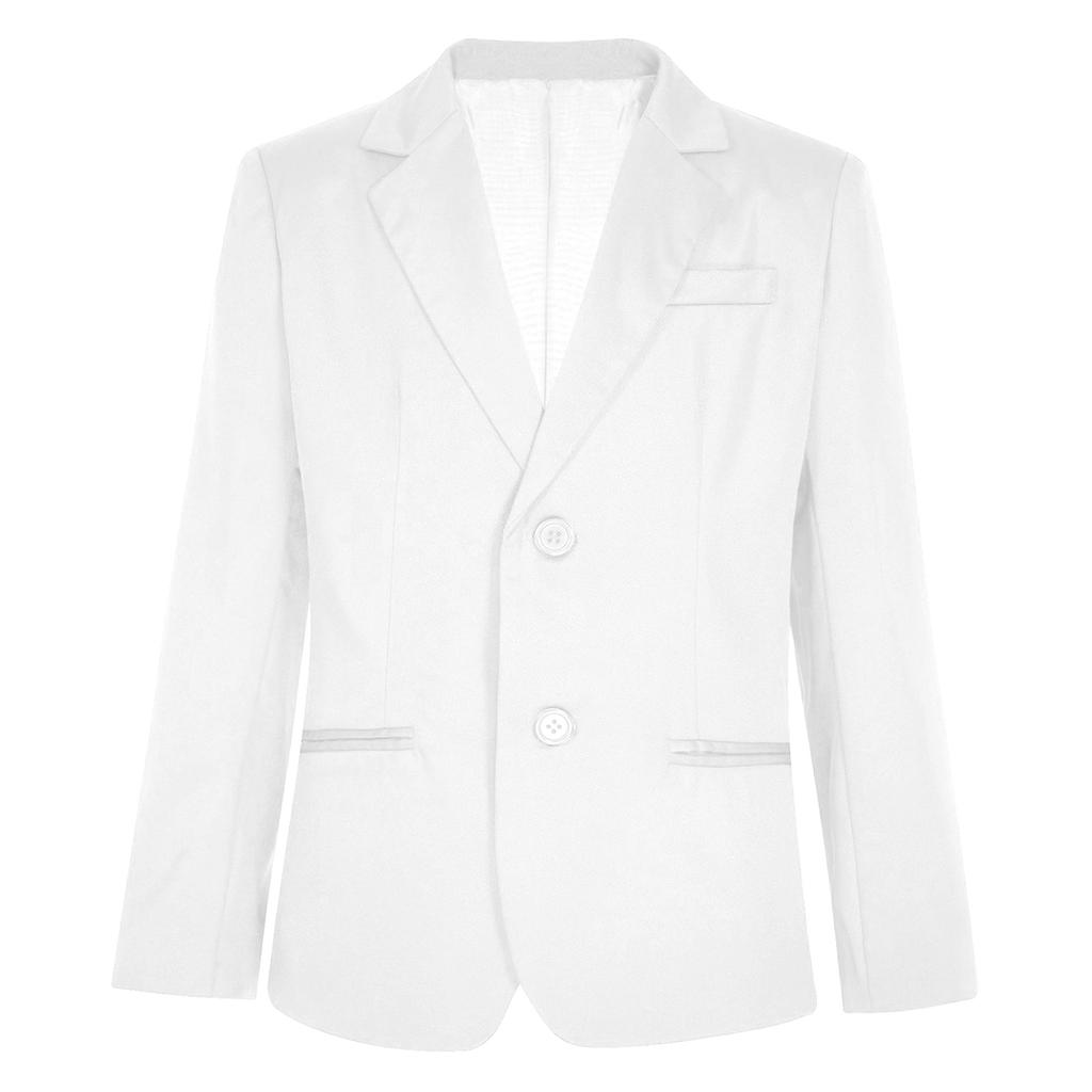 Boys Gentleman Blazer Notch Lapel Two Button Decorative Pockets Shoulder Pads Formal Suit Jacket