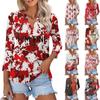 Women's Fashionable V Neck 3/4 Sleeve Halloween Bloody Printed Casual T Shirt Top