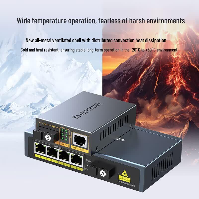 Пара Gigabit Fiber Optic Transceiver Shengwei POE