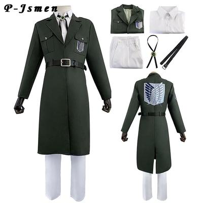 Косплей Костюм Атака Титанов Аниме Shingeki No Kyojin Пальто Куртка Солдата Обмундирование Разведкорпуса для Хэллоуина Тематической Вечеринки Взрослый