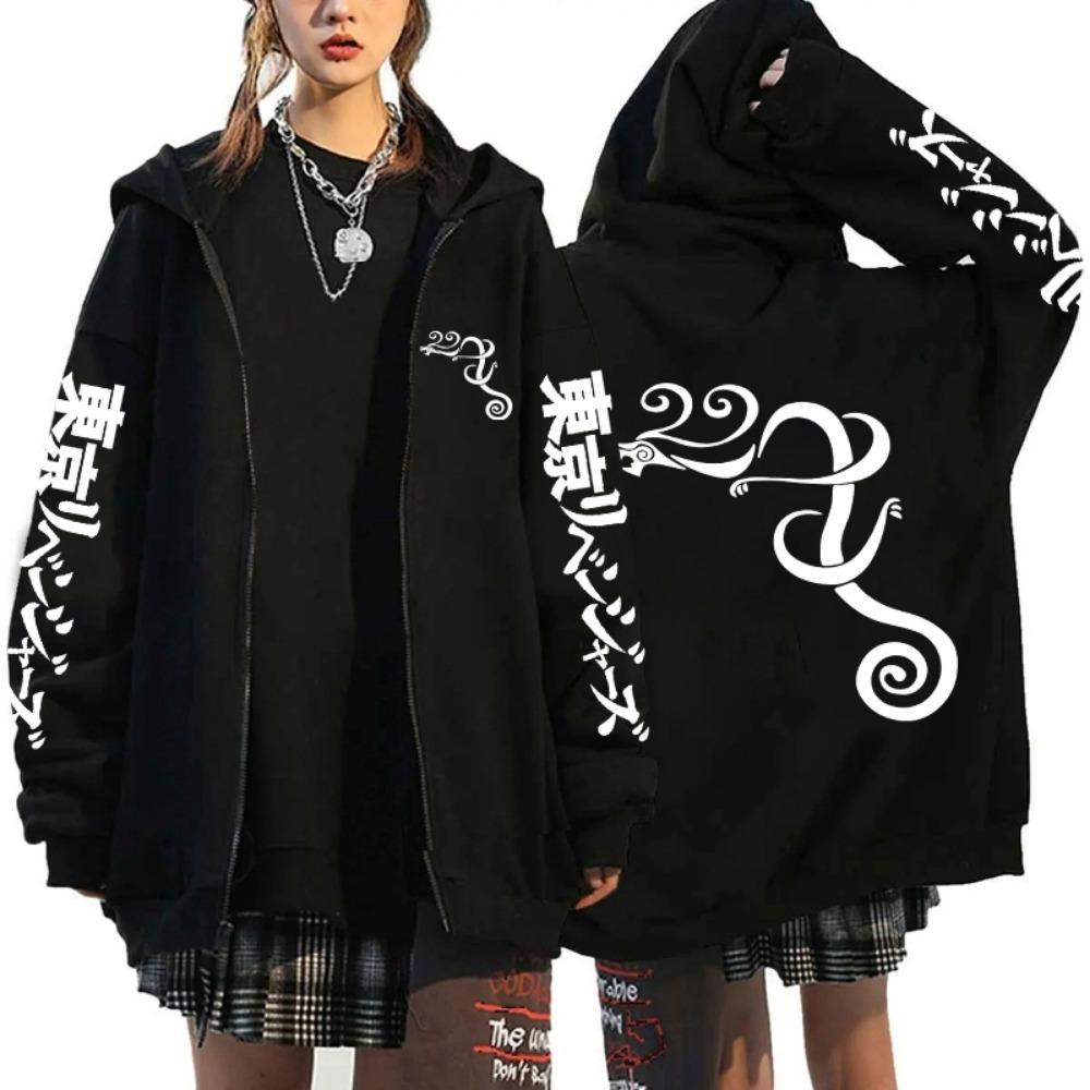 Новое аниме Токийские мстители Принт на молнии Толстовка с капюшоном Мода Женщины Мужчины Косплей Толстовка Повседневный Осенне-зимний Спорт С длинным рукавом Топ