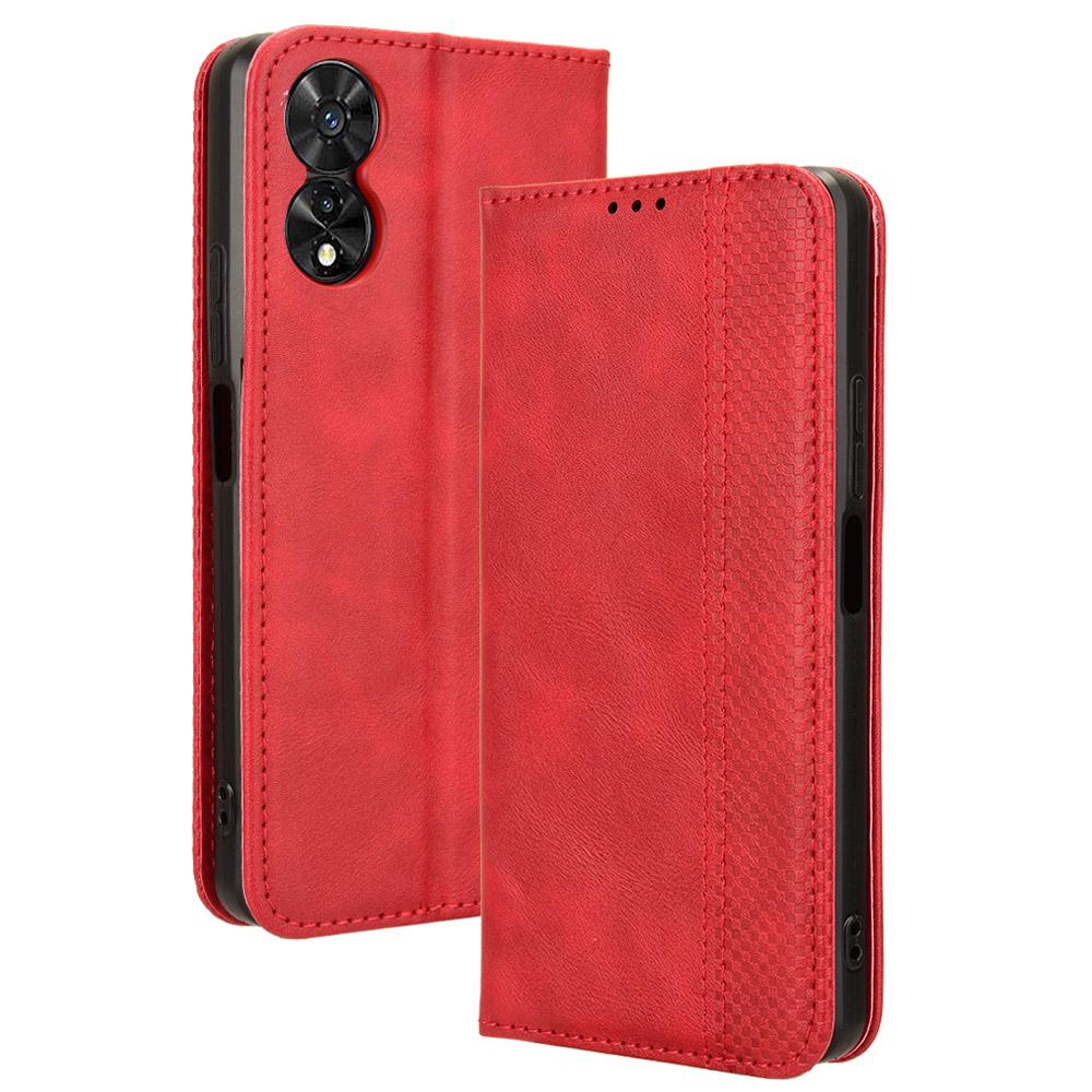 For TCL 50 SE PU Leather Phone Stand Case Retro Texture Stand Magnetic Phone Cover