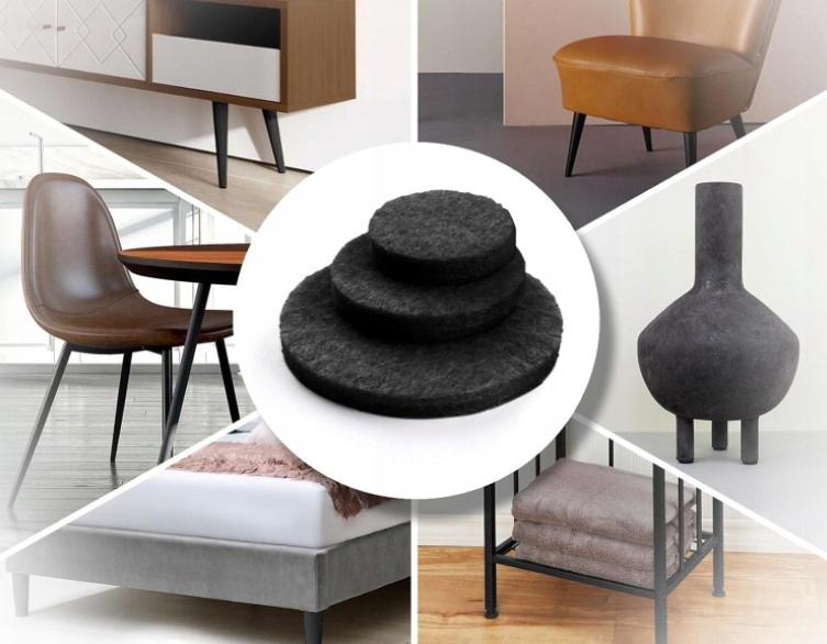 Felt pad for furniture chairs 12 PCS Self-adhesive felt black 3CM