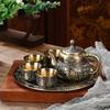 6-piece European-style Bronze Tea Set Retro Metal Teapot Teacup Set Alloy Teacup Wine Glass with Tray Teapot Birthday Gift Box