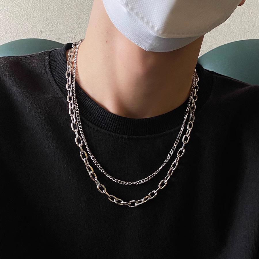 Ожерелье Love с двухслойной пряжкой OT, мужское, модное, нейтрального дизайна, высококачественная хип-хоп цепочка на ключицу, простая и универсальная