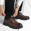 Весна Осень Толстая Подошва Удобная Обувь Мода Мужчины Натуральная Кожа Круглый Носок Натуральная Кожа Настоящий Британский Стиль Толстая Подошва Повседневная Кожаная Обувь