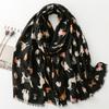 Autumn And Winter Cotton And Hemp Texture Scarf Cartoon Cute Dog Animal Silk Scarf Warm Shawl For Women