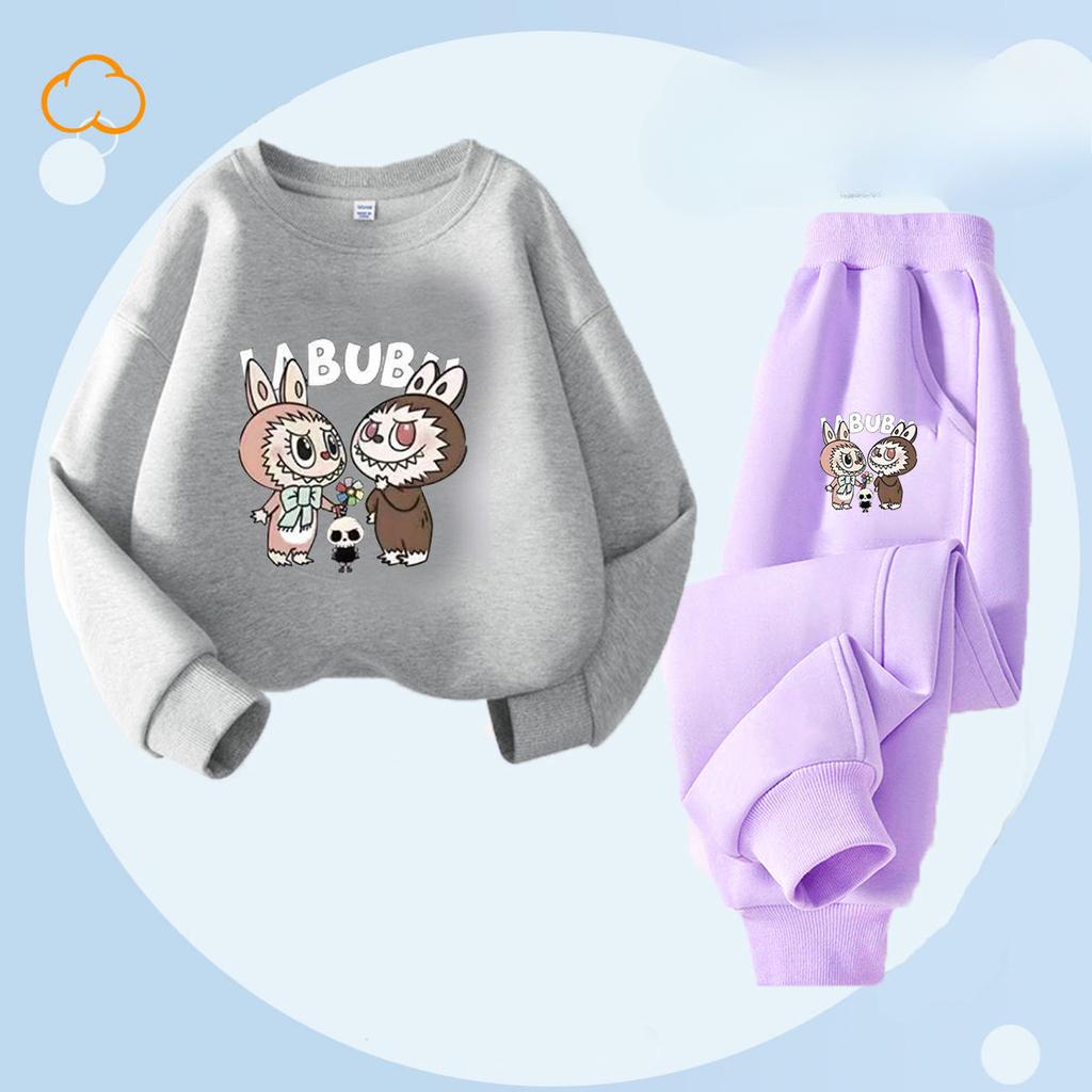 Весенне-осенний детский модный комплект с принтом букета: леггинсы и топ с круглым вырезом для девочек