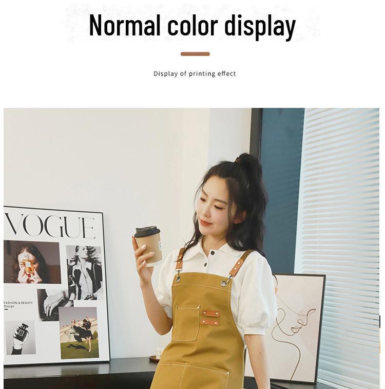 Фартук из парусины с двумя лямками для работы на кухне, дома, в саду или в магазине молочного чая