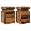 VidaXL Tables de chevet avec LED 2 pcs vieux bois bois d'ingénierie, meuble de chevet, table d'appoint, armoire de lit, 857655