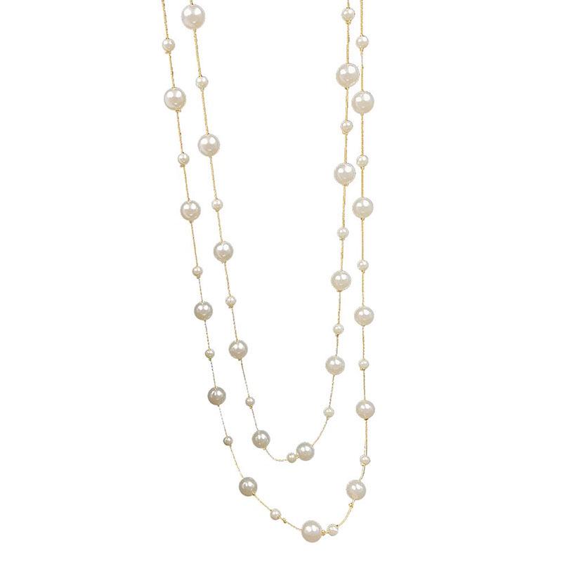 Корейская Мода Жемчужное Ожерелье: Элегантная длинная цепочка для женщин, идеально подходит для свитеров, универсальна для осени и зимы.