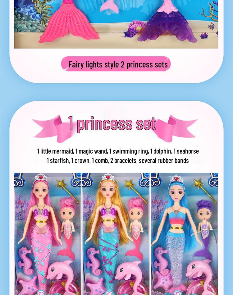 Набор кукол «Принцесса-русалка» для ролевых игр со светом и музыкой – Идеальный подарок на день рождения для девочек