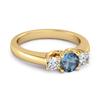 London Blue Topaz Round Three Stone Ring - 925 Sterling Silver Gold Vermeil
