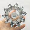Durable Crystal Lotus Candlestick Elegant Lotus Flower Figurines Glass Candle Stand  Coffee Table