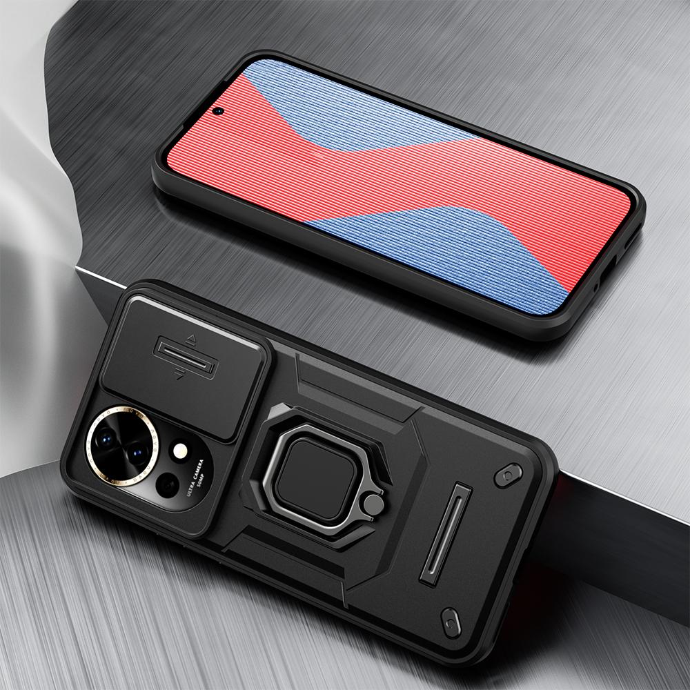 KEYSION Противоударный чехол для Huawei nova 13 Pro Slide Camera Lens Защитное кольцо Подставка для телефона Задняя крышка для Huawei nova13 13 Pro