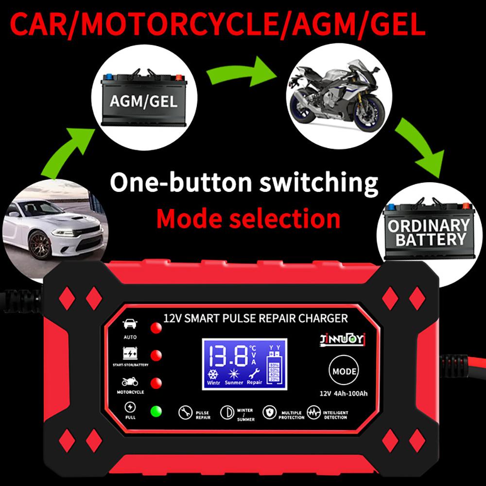 6A 12V автомобильное зарядное устройство для аккумулятора импульсный ремонт ЖК-дисплей умная быстрая зарядка AGM Deep Cycle GEL свинцово-кислотное зарядное устройство для автомобиля мотоцикла