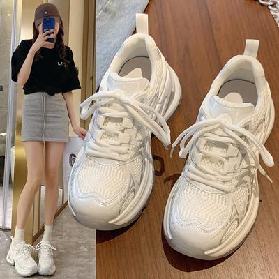 Дышащая сетка Мягкая подошва Pops Shoes Весна и лето Тонкий срез Толстая подошва Спортивные повседневные Ins Tide Женские