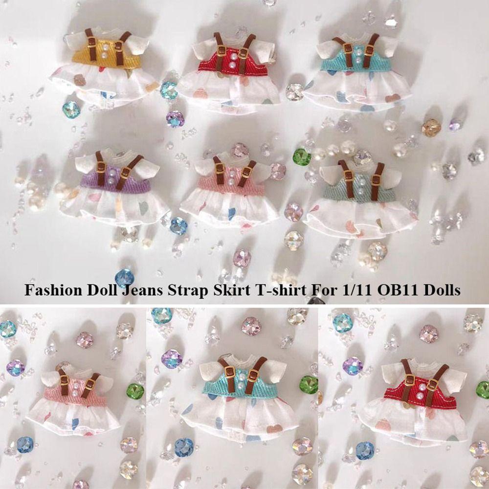 Джинсовая юбка на лямках ручной работы Детские игрушки для кукол BJD 1/12 / для кукол OB11 1/11 / для куклы GSC YMY